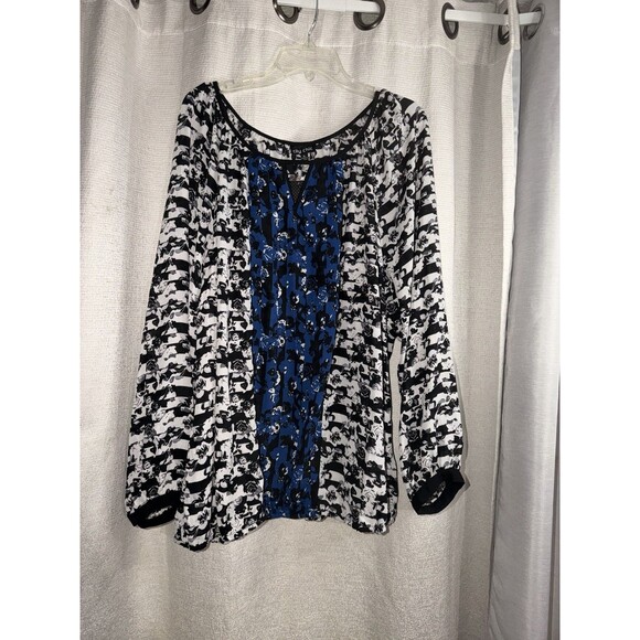 City Chic Tops - NEW City Chic Black Rose Long Sleeve Blouse Tunic Top Size XL